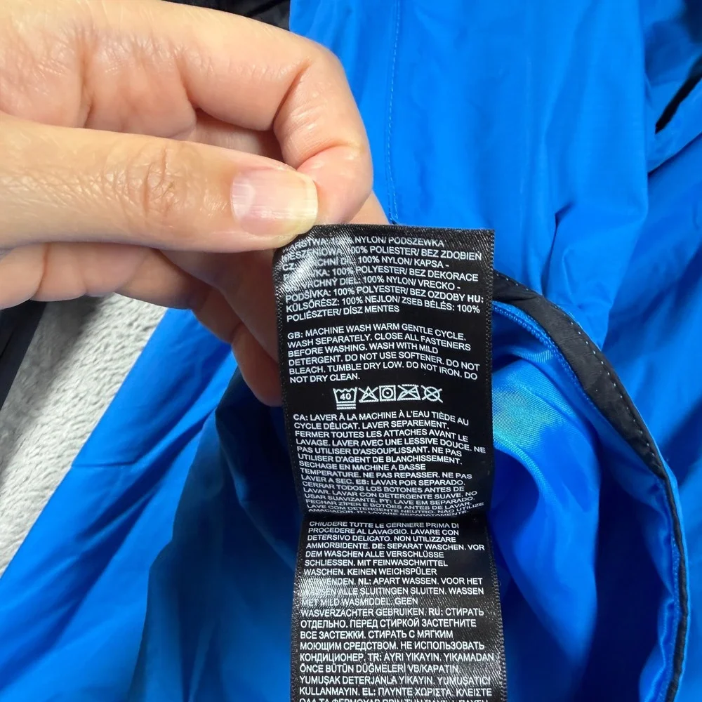 The North Face Dryvent Jacket Men Large Blue Black Hooded Waterproof Windbreaker